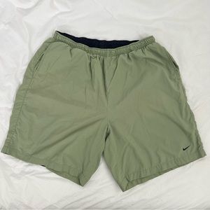 Vintage Nike Men’s Nylon Casual/Athletic Shorts. Light Green/Navy XXL